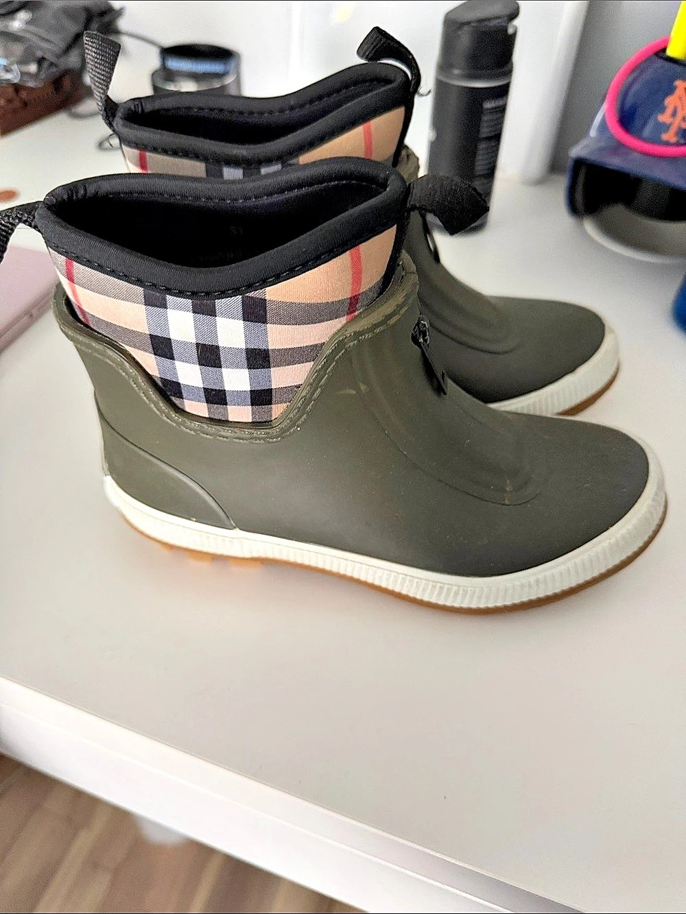 Burberry Vintage Check Neoprene and Rubber Rain Boots kids